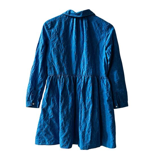 J. Crew Eyelet Button Up Long Sleeve Dress Size 4 Blue - Picture 3 of 10